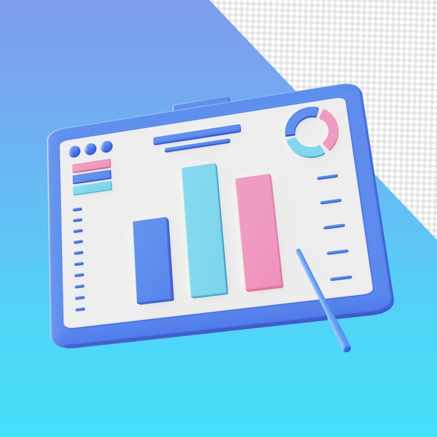 Modello di pacchetto traffico statistiche grafico a barre rendering 3d per social media web ui ux ed elementi di design