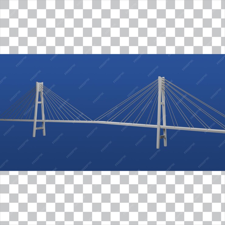  3d render barelang bridge indonesia isolated