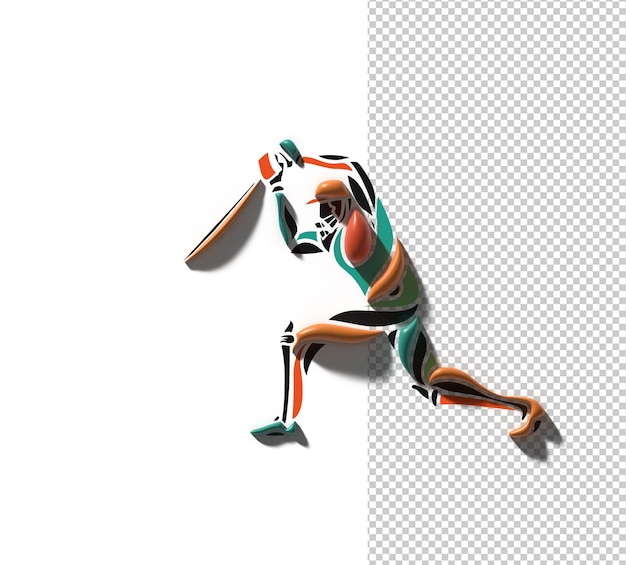 3D Render Batsman Spelen Cricket Design Transparant Psd-bestand.