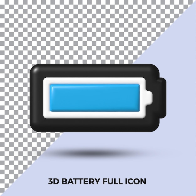 PSD 3d render batterij pictogram illustratie batterijlading
