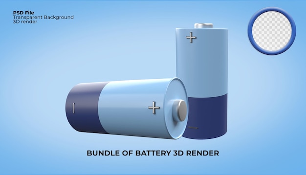 PSD 3d render batterijmodel png transparant aaa