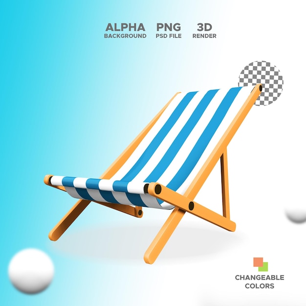 PSD イラストデザイン分離オブジェクトの3dレンダリングビーチチェア