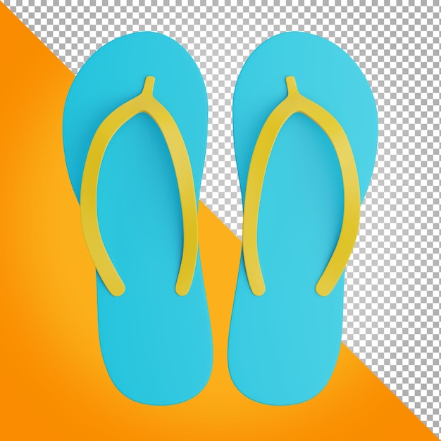 3d render of beach slippers isolated on transparent background