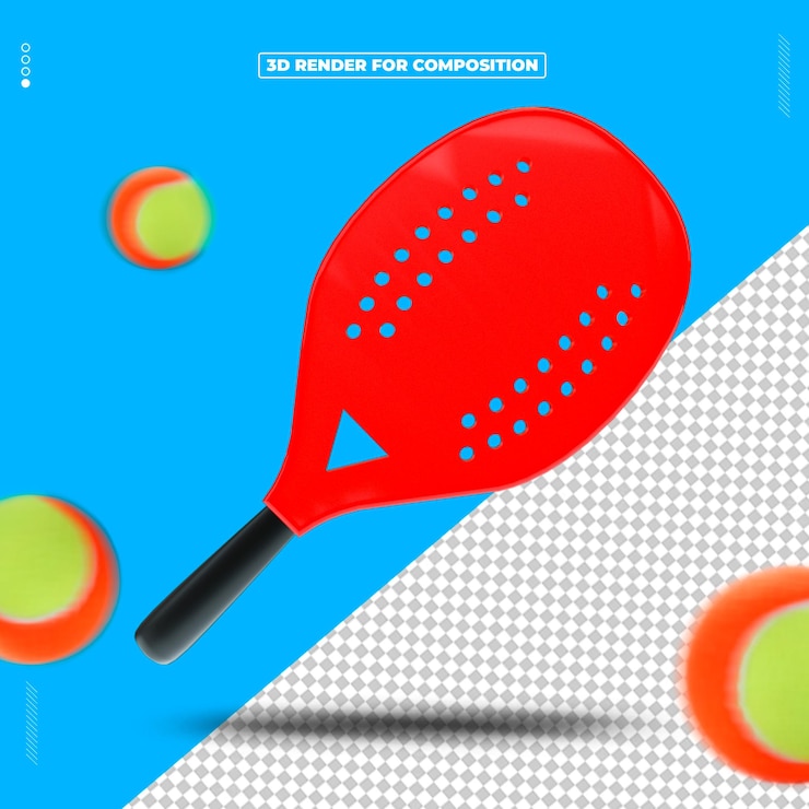PSD 3d render beach tennis social media