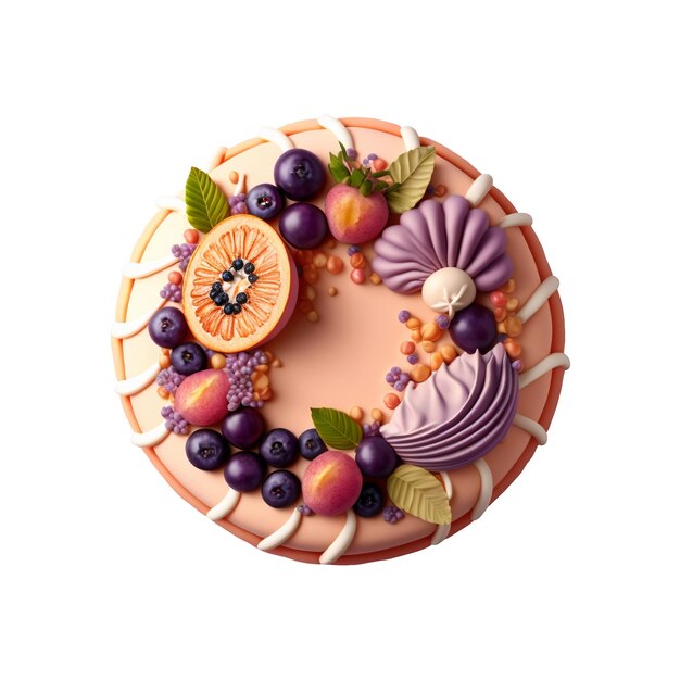 PSD rendering 3d bella icona torta di frutta decorata