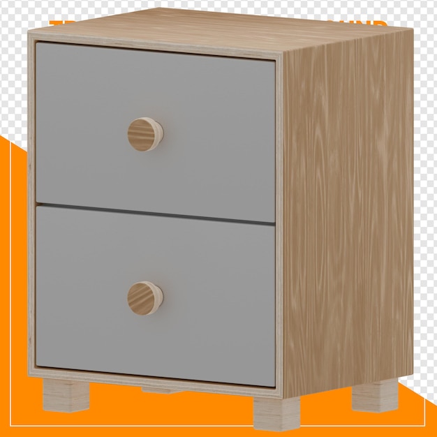 3d render bedside table with background transparent