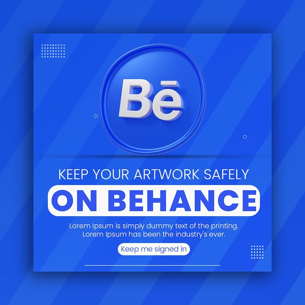 소셜 미디어 게시물 디자인 템플릿에 대한 3d 렌더링 Behance 아이콘 비즈니스 프로모션