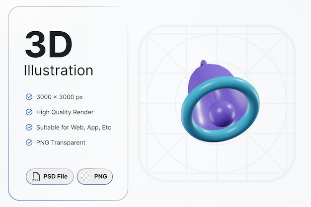 PSD 3d render bell kąt lewy essential concept nowoczesna ikona ilustracje design