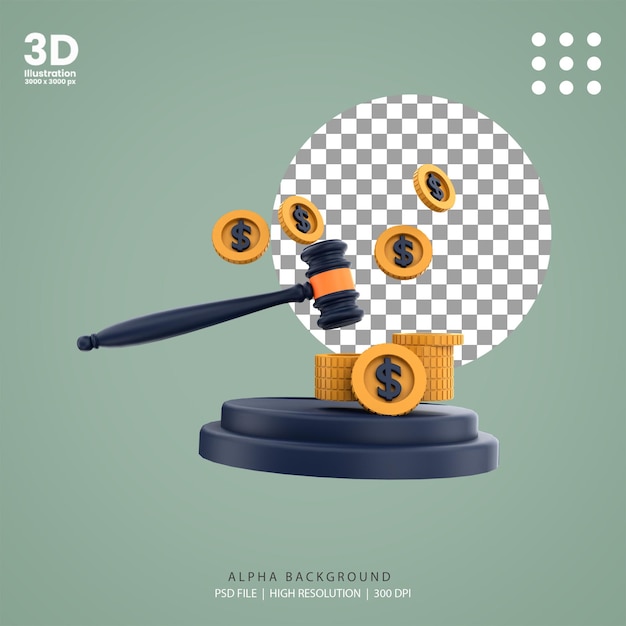 3d render bid money illustration