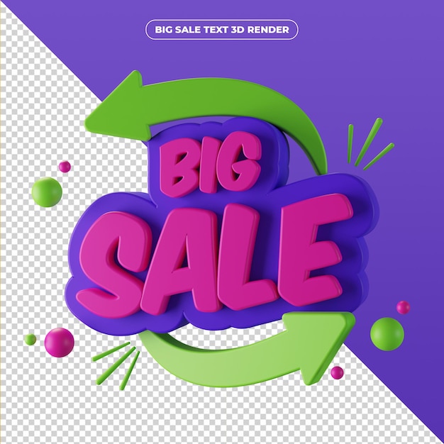 PSD 3d render big sale banner