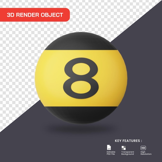 PSD 3d render biljartbal icoon