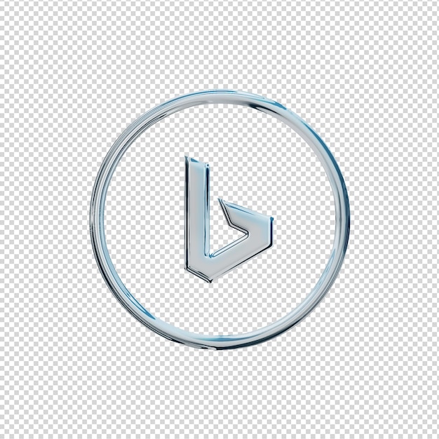 PSD 3d render bing icon chrome glanzend