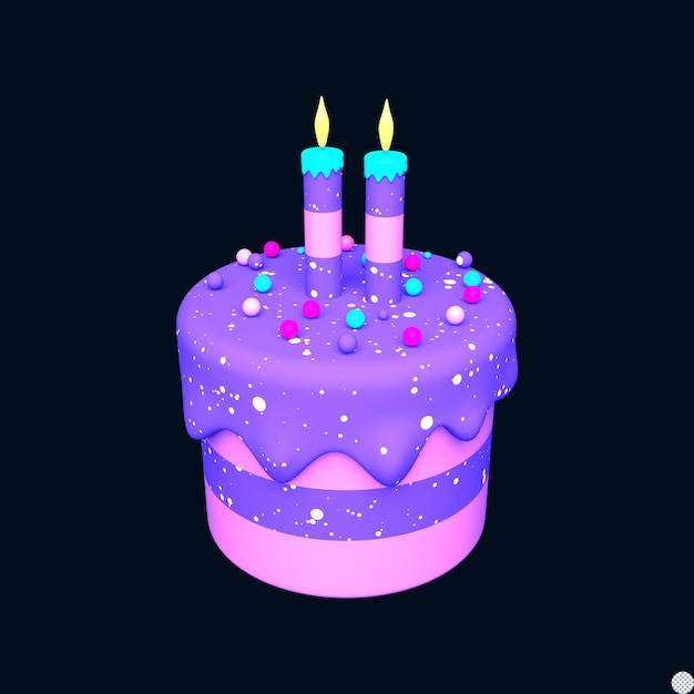 3d render birthday cake pastel color copy space isolated illustration