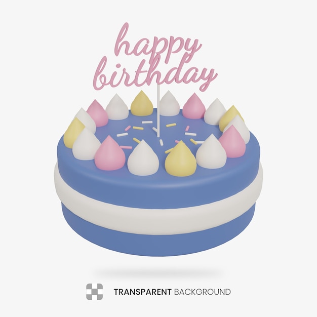 PSD torta di compleanno di rendering 3d