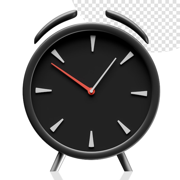 3D Render Black Alarm Clock 3d png transparent image