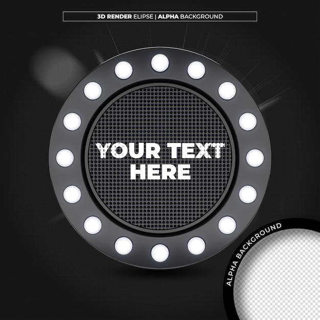 PSD 3d render black ellipse with grid with editable text for compositing