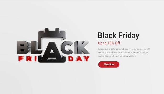 PSD 3d render black friday-verkoopbanner voor reclame