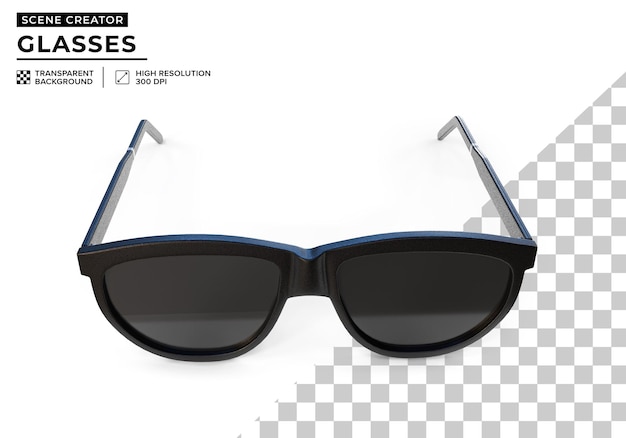 3d render black glasses with dark lenses