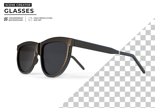 3d render black glasses with dark lenses