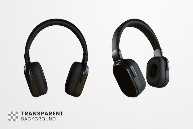 PSD 3d render of black headphones