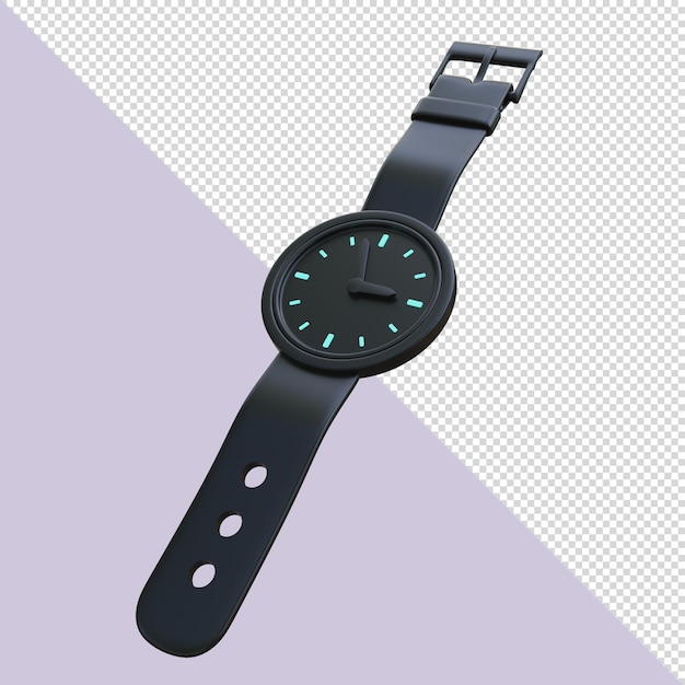 3d render black watch with blue neon board