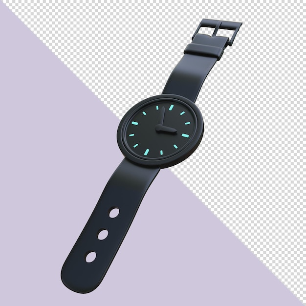 Rendering 3d orologio nero con bordo al neon blu