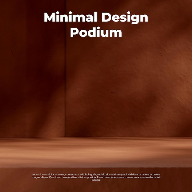 PSD 3d render blank mockup rough brown color floor in square gobo light shadow on wall