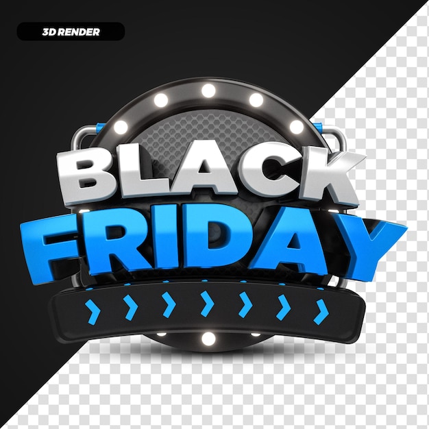 3d render blauw black friday-aanbiedingslabel