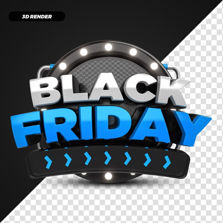 PSD 3d render blauw black friday-aanbiedingslabel