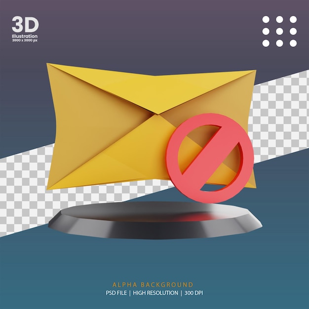 3d render block mail illustration