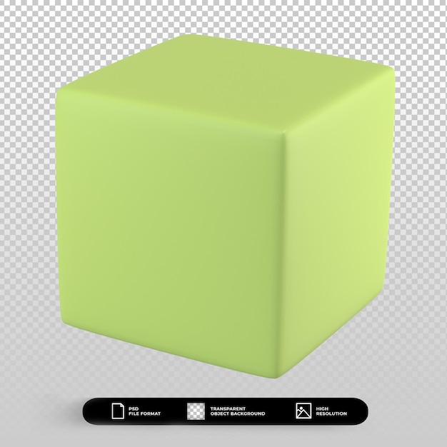 PSD 3d render blokowa ikona kostki