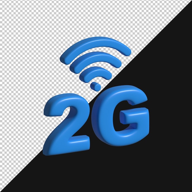 3D レンダリングの青い2G Wi-Fi シンボル