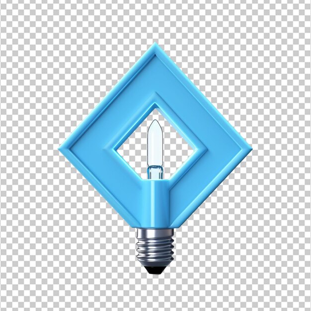 PSD rendering 3d di una lampadina blu con forma di freccia su sfondo bianco