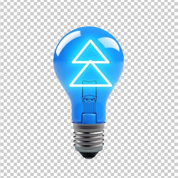 PSD rendering 3d di una lampadina blu con forma di freccia su sfondo bianco