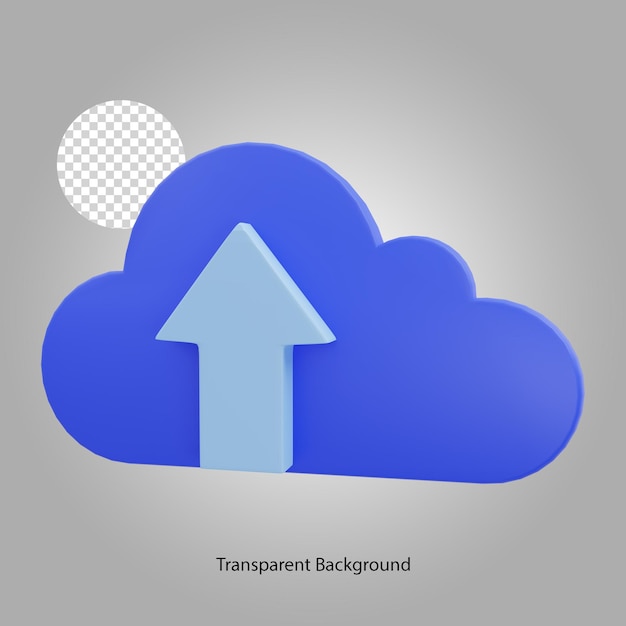 3D render blue cloud storage symbol