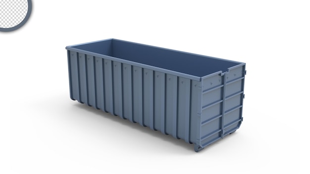 PSD 3d render of blue container with transparent background