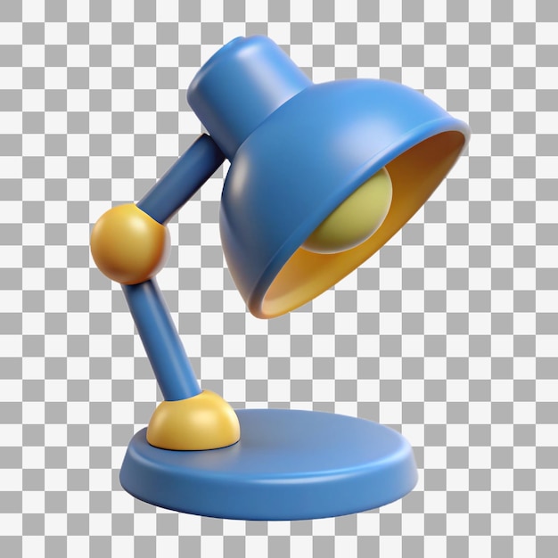 黄色のアクセントで青いデスクランプの3Dレンダリング
