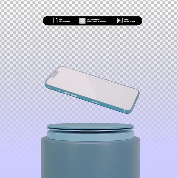 3d render blue device with podium isolated