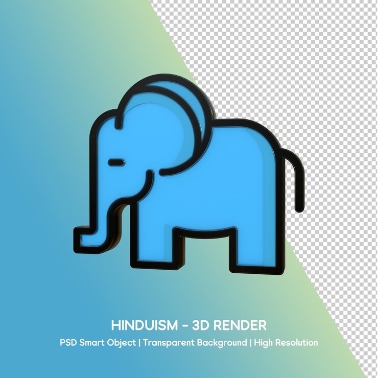 PSD 블루 엘리트 힌두교 아이콘의 3d 렌더링