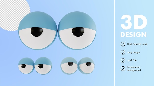 PSD rendering 3d degli occhi azzurri impostati per la risorsa