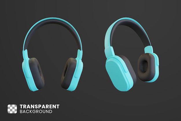 3d render of blue headphones