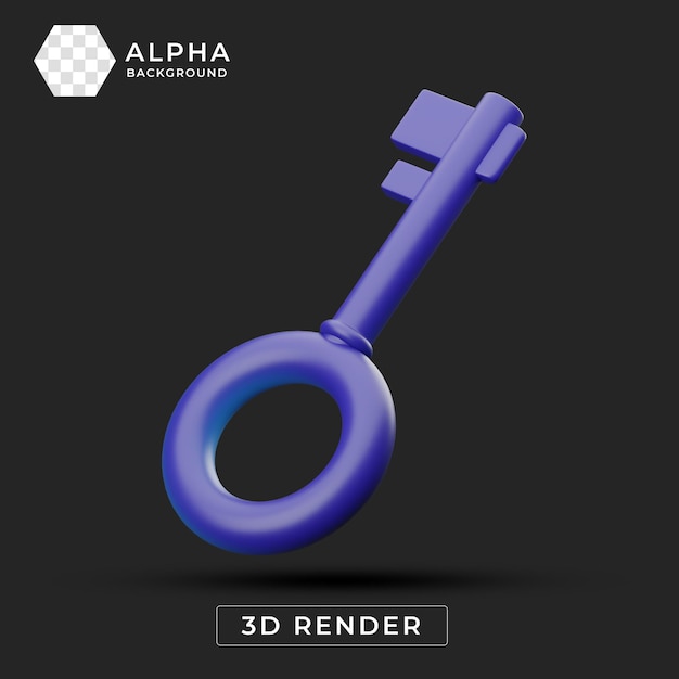 3D-рендер синего ключа на черном фоне