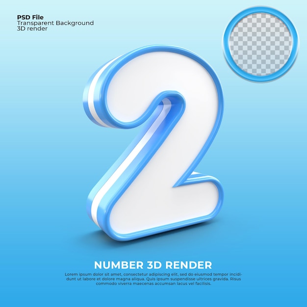 PSD 3d render blue layer number 2