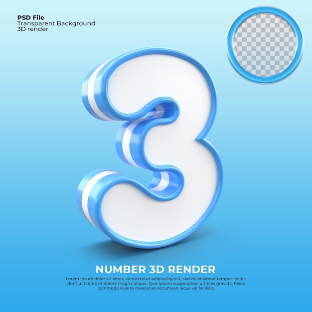 3D render Blue layer number 3