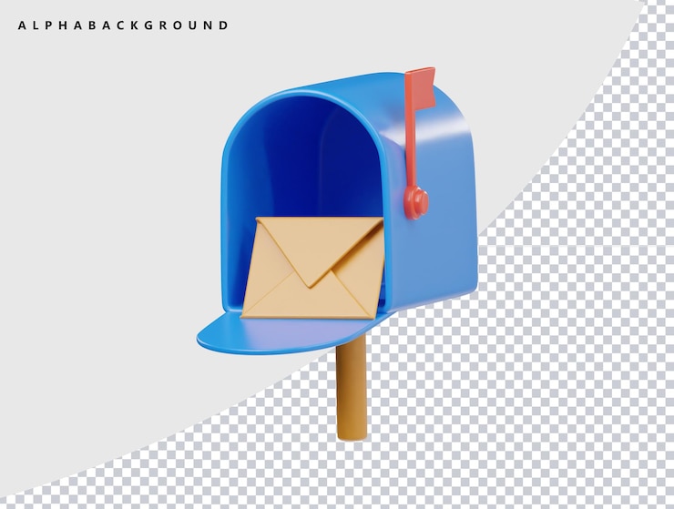 PSD 3d-рендер синего почтового ящика