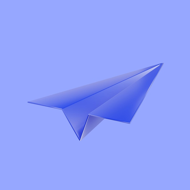 3d render blue paper airplane icon send an email or message concept