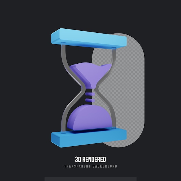 3D Render of a Blue and Purple Hourglass with Transparent Background
