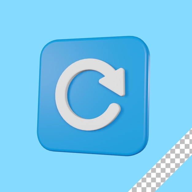 3D Render Blue Refresh Arrow Icon с прозрачным фоном