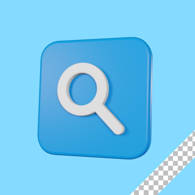 PSD 3d render blue search icon с прозрачным фоном