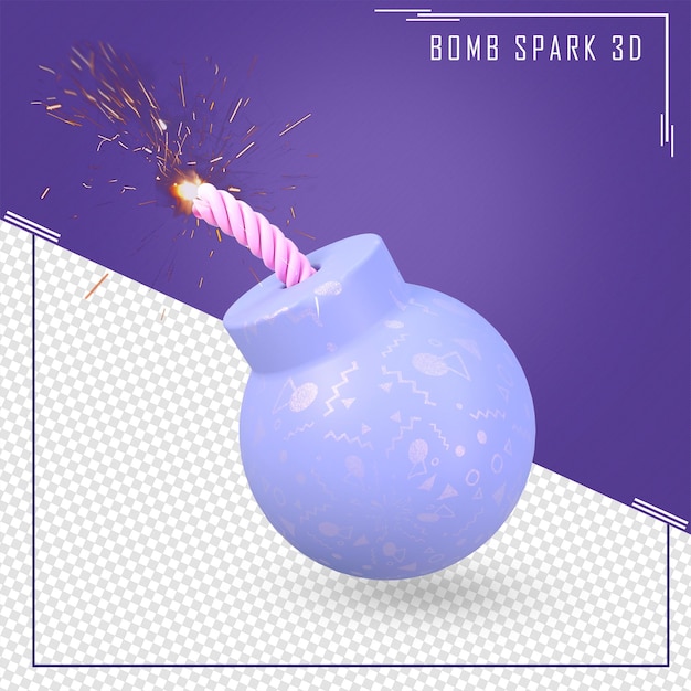 PSD 3d render the blue vintage bomb